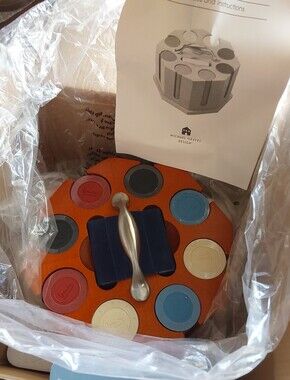 🌺 NWT Michael Graves Cherry Wood Carousel Poker Set